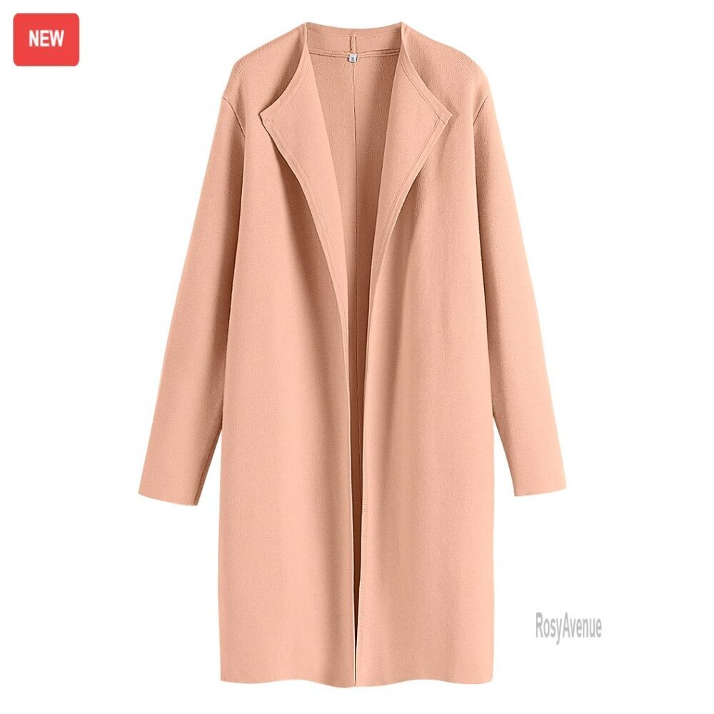 Oversized Knit Cardigan Blazer Lapel Long Trench Coatigan Warm Sweater